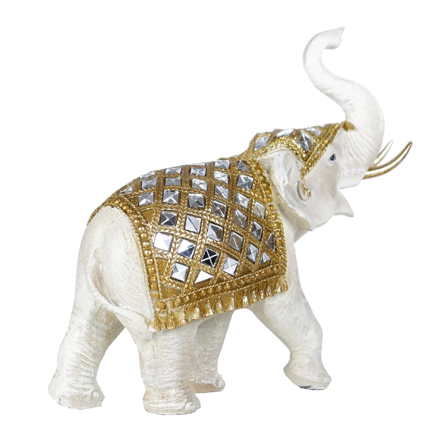 White & Gold Elephant Accent Sculpture