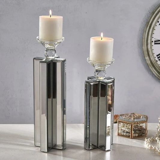 2pc Mirror Candle Holder Set