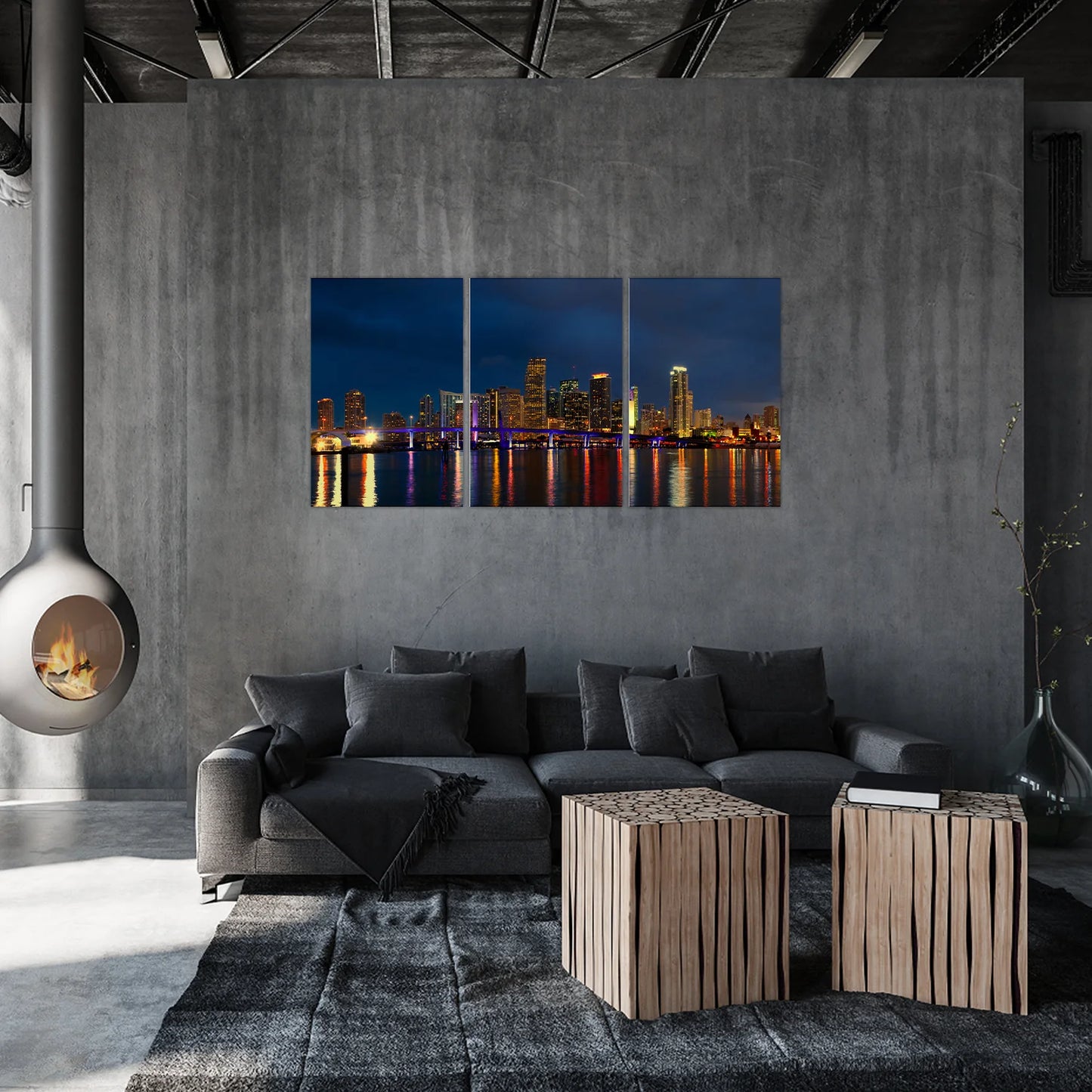 3pc Miami Glass Wall Art 24"x36"
