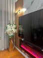 Vase Metallic 36" orchids white