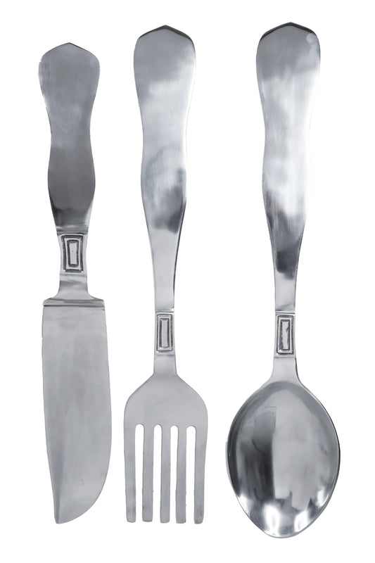 3pc Aluminum Utensil Kitchen Wall Decor 34"