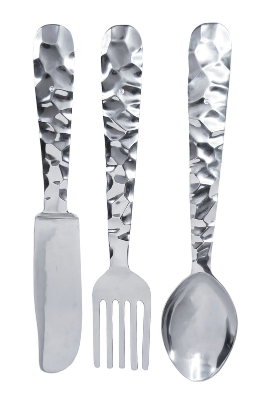 3pc Aluminum Utensil Kitchen Wall Decor 34"