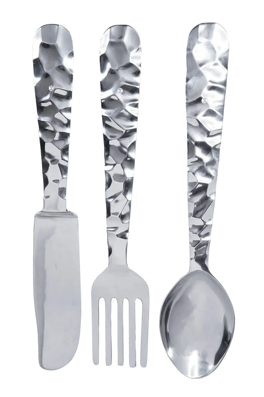 3pc Aluminum Utensil Kitchen Wall Decor 23"