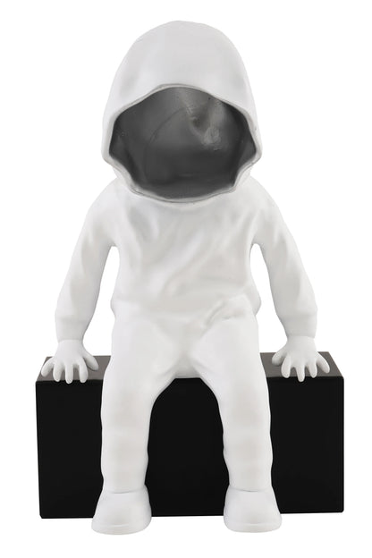 Sitting Hoodie Man Sculpture