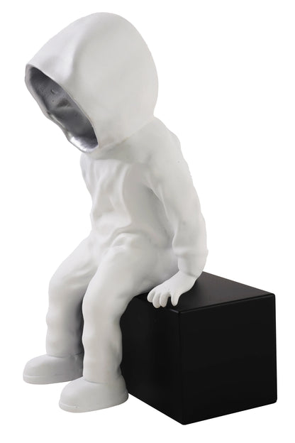 Sitting Hoodie Man Sculpture