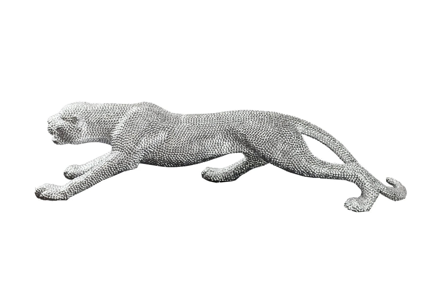 Silver Leopard Sculpture