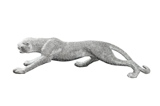 Silver Leopard Sculpture