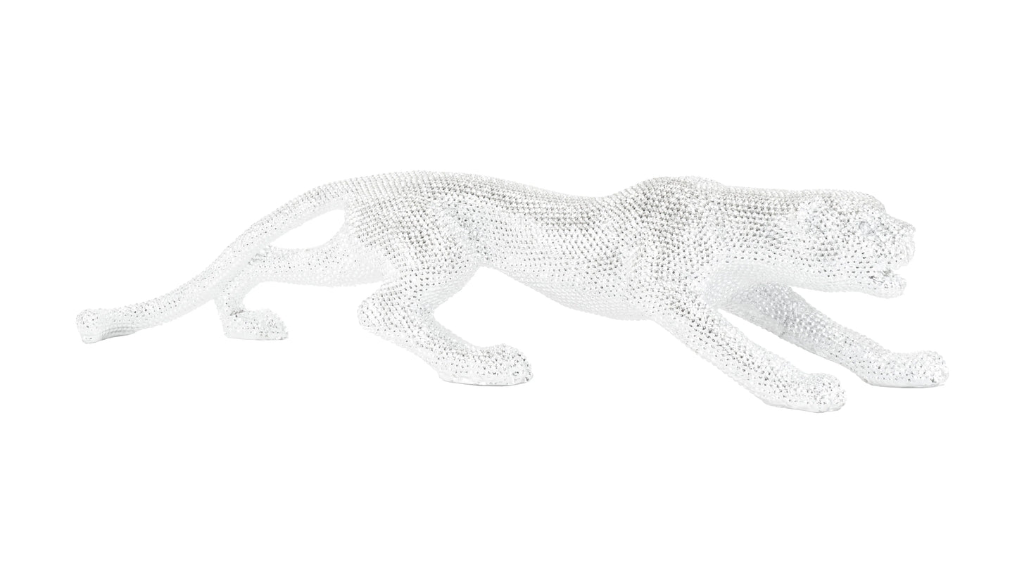 Silver Leopard Sculpture