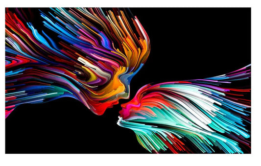 Rainbow Couple Glass Wall Art 60"x36"