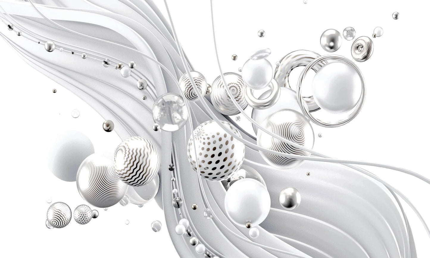 White Abstract Glass Wall Art 60"x36"