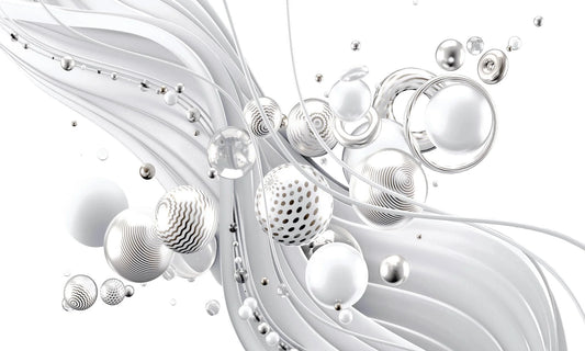 White Abstract Glass Wall Art 60"x36"