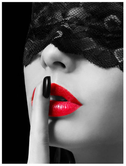Women Red Accents Glass Wall Art