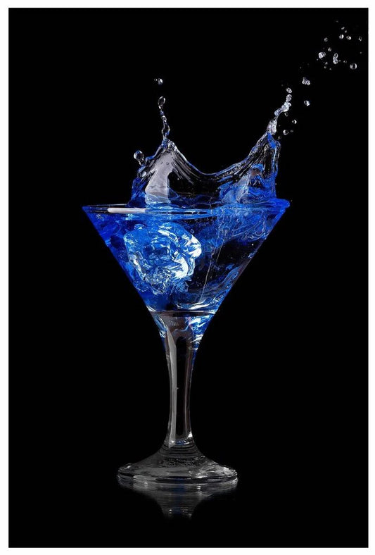 Blue Martini Glass Wall Art 24"x36"